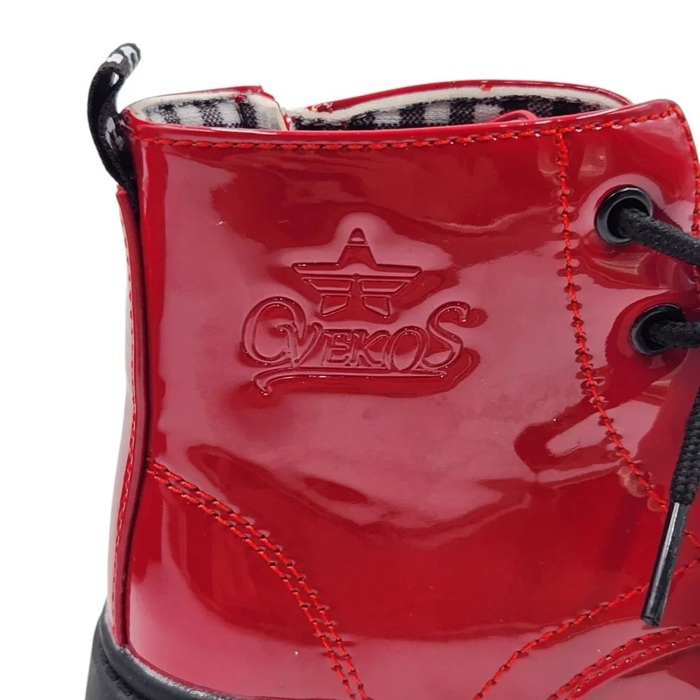 Ovekos Boots Girls 11.5 Red Lace‎ Up or Zip Lined Casual Fit Comfort Ankle Shoes